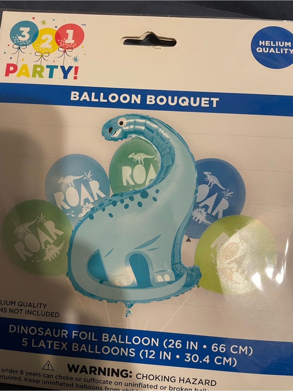 3 2 1 Party! Blue Dinosaur Balloon Bouquet